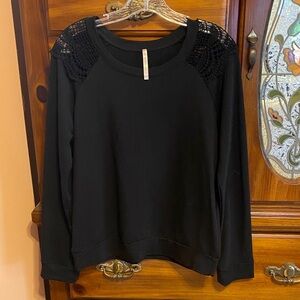 Black Lace Detail Women's sweatshirt top